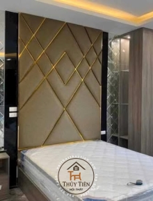 Ốp đầu giường bọc da/bọc nỉ làm theo đủ kích thước yêu cầu