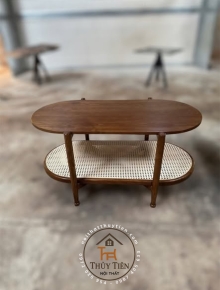  BÀN TRÀ GỖ MÂY OVAL gỗ ash cao cấp