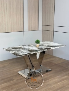 Bộ bàn ăn nhập khẩu chân inox ghế Ruby