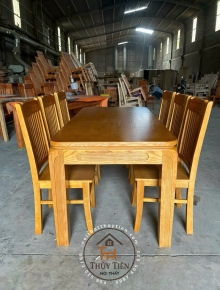 Bàn ăn gỗ sồi pháp vuông 6 ghế đẹp