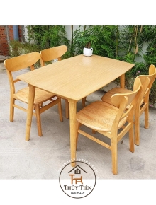 Bộ bàn ăn cao su 4 ghế mặt gỗ