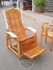 Ghế lười ghế thư giãn gỗ tràm chân có bánh xe