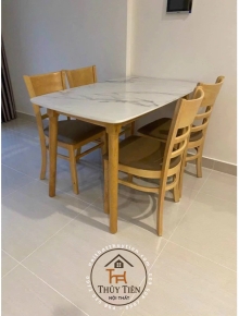 Bộ Bàn Ăn Mặt Giả Vân Đá + 4 Ghế Cabin mã 02