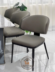 Ghế ăn Leon nhập khẩu cao cấp, ghế bọc da PU, chân côn bọc ống đồng 