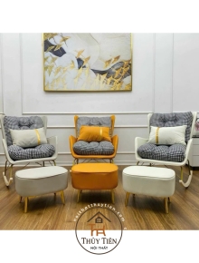 [TẶNG KÈM ĐÔN] Ghế bập bênh hàng nhập khẩu cao cấp ghế sofa thư giãn da kết hợp với nỉ phong cách Bắc Âu hàng loại 1