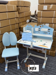 Bộ Bàn Ghế Học Sinh X03 Có Giá Sách, Bàn Học Cho Bé Tiểu Học Nâng Hạ Chiều Cao Linh Hoạt 