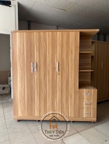 Tủ quần áo gỗ MDF có kệ ngoài- TQAMDF 035