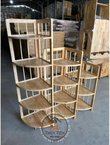 Kệ gỗ cao su góc tường 