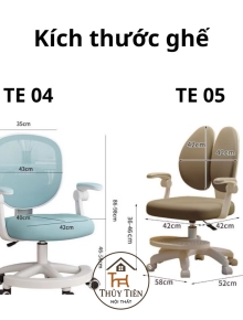 Ghế Công Thái Học Trẻ Em TE04, TE05 – Điều Chỉnh Chiều Cao, Chống Gù, Chống Cận