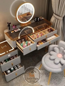 Bộ Bàn Trang Điểm Tặng Ghế M05, Thiết Kế Thông Minh, Tích Hợp Gương LED