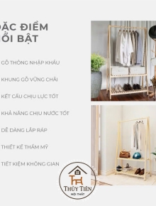 Kệ treo quần áo chữ a gỗ thông