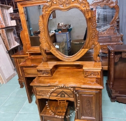 Bàn trang điểm gỗ tràm hình trái tim ngang 1m1- 002