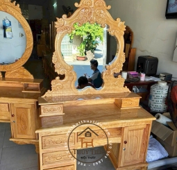 Bàn trang điểm gỗ gõ ngang 1m1