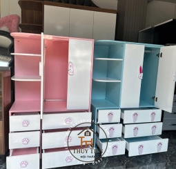 Tủ quần áo trẻ em MDF lõi xanh có kệ ngoài