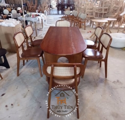 Bộ bàn ăn Neva kết hợp ghế tựa mây Bộ bàn ăn Neva kết hợp ghế tựa mây