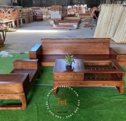 Bộ bàn ghế salon 1 văng gỗ sồi Bộ bàn ghế salon 1 văng gỗ sồi