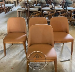 GHẾ GRACE KO TAY SƠN NÂU KẾT HỢP DA NÂU