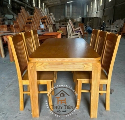 Bàn ăn gỗ sồi pháp vuông 6 ghế đẹp