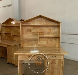 Bàn học sinh gỗ cao su hình mái nhà nhiều kích thước