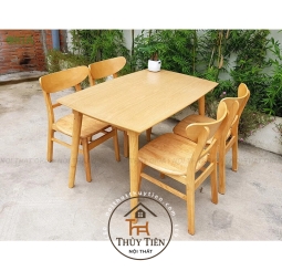 Bộ bàn ăn cao su 4 ghế mặt gỗ