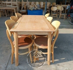 Bàn Ăn Gỗ Cao Su 4 Ghế 6 Ghế Mặt Nệm- BGCSMN 003