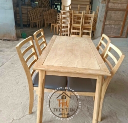 Bàn Ăn Gỗ Cao Su 4 Ghế 6 Ghế Mặt Nệm- BGCSMN 005