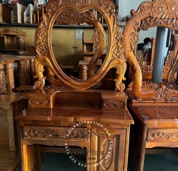 Bàn trang điểm gỗ tràm hình trái tim ngang 80cm