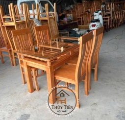 Bàn ăn vuông gỗ sồi 2 tầng 4 ghế - BAV2T 003 Bàn ăn vuông gỗ sồi 2 tầng 4 ghế - BAV2T 003