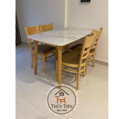 Bộ Bàn Ăn Mặt Giả Vân Đá + 4 Ghế Cabin mã 02