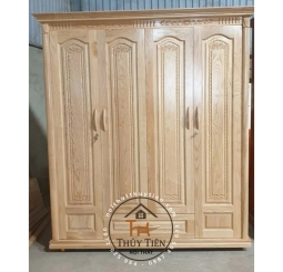 Tủ quần áo gỗ sồi màu tự nhiên 