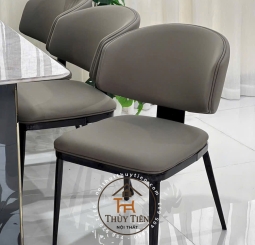 Ghế ăn Leon nhập khẩu cao cấp, ghế bọc da PU, chân côn bọc ống đồng 