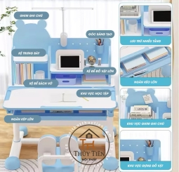 Bàn Học Thông Minh Chống Gù, Chống Cận Nâng Hạ Độ Cao Kệ Hình Gấu màu xám