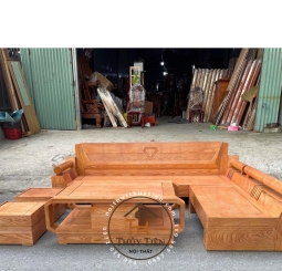 Bàn ghế Gỗ sồi góc chữ L kim cương