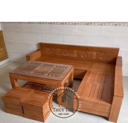 Bàn ghế Sofa góc Chữ L đồng tiền
