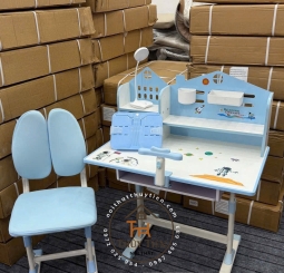 Bộ Bàn Ghế Học Sinh X03 Có Giá Sách, Bàn Học Cho Bé Tiểu Học Nâng Hạ Chiều Cao Linh Hoạt 