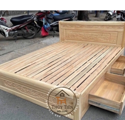 Giường ngủ Gỗ Sồi có hộc