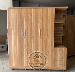 Tủ quần áo gỗ MDF có kệ ngoài- TQAMDF 035