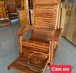 Ghế lười ghế thư giãn gỗ căm xe chân có bánh xe 