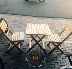Bộ Bàn ghế cafe mini gỗ cao su 