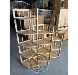 Kệ gỗ cao su góc tường 