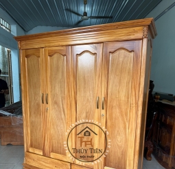 Tủ quần áo gõ đỏ cánh trơn