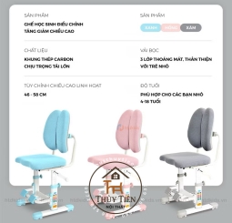 Ghế học sinh chống gù tăng giảm chiều cao  có miếng đệm êm giúp bé có tư thế ngồi đúng, thoải mái Ghế học sinh chống gù tăng giảm chiều cao  có miếng đệm êm giúp bé có tư thế ngồi đúng, thoải mái