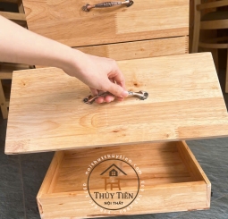 Tủ đầu giường gỗ cao su kèm ngăn ẩn giấu tiền - TDG 001