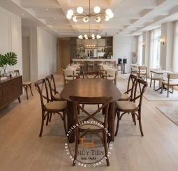 Ghế bistro gỗ cao su tự nhiên