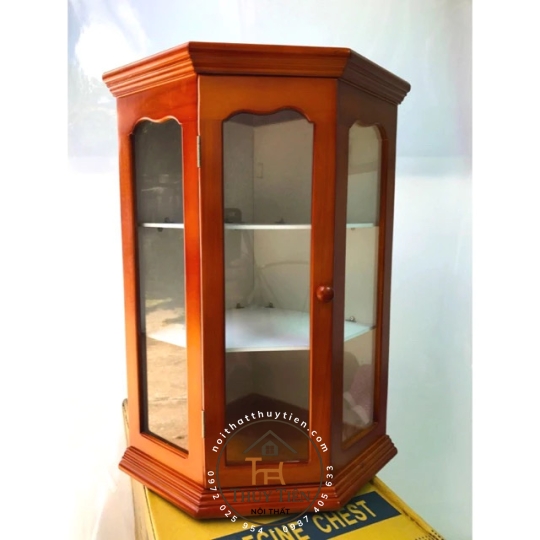 Tủ Thuốc gỗ thông treo góc tường 