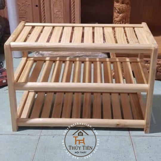 Kệ dép gỗ cao su nhiều kích thước