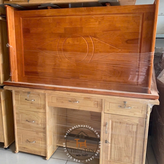 Bàn làm việc gỗ cao su tự nhiên 1m, 1m2, 1m4