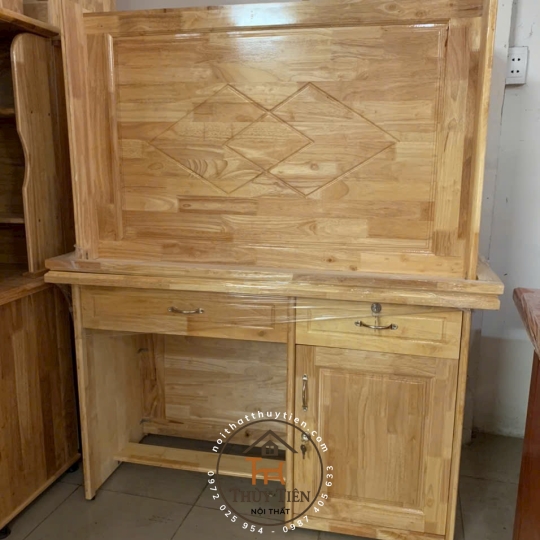 Bàn làm việc gỗ cao su tự nhiên 1m, 1m2, 1m4
