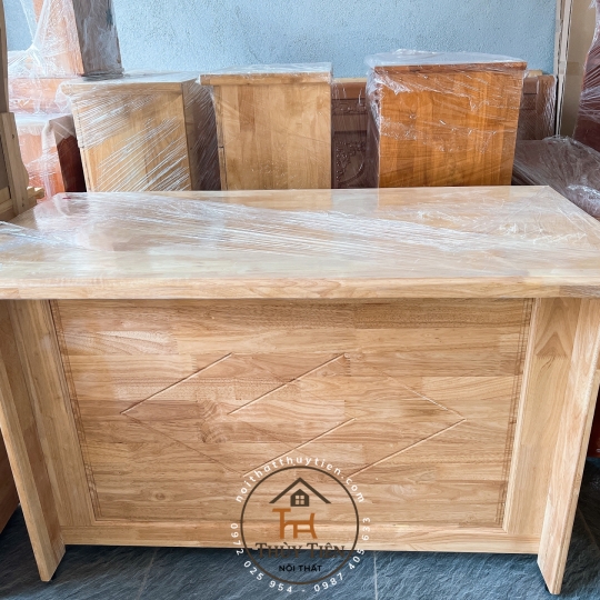 Bàn làm việc gỗ cao su tự nhiên 1m, 1m2, 1m4