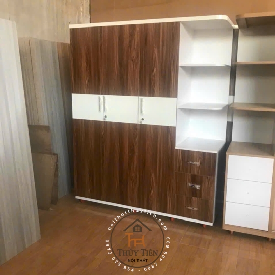 Tủ Quần Áo MDF Kệ Kéo Ngoài- TQAMDF 009
